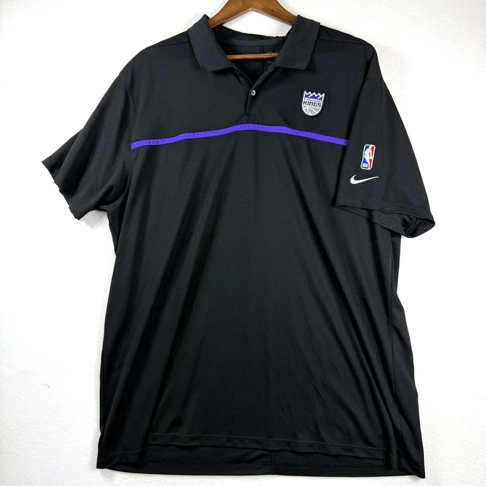 Nike Sacramento Kings NBA Dri-FIT Polo Shirt Mens 2XL Black Purple CN4118-010